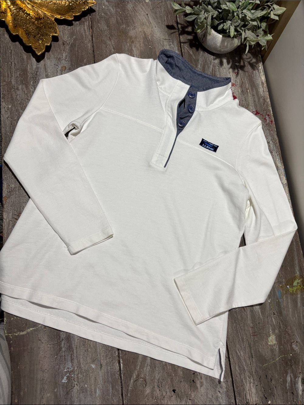 L.L.Bean Soft Cotton 1/4 Button Rugby Henley Pullover